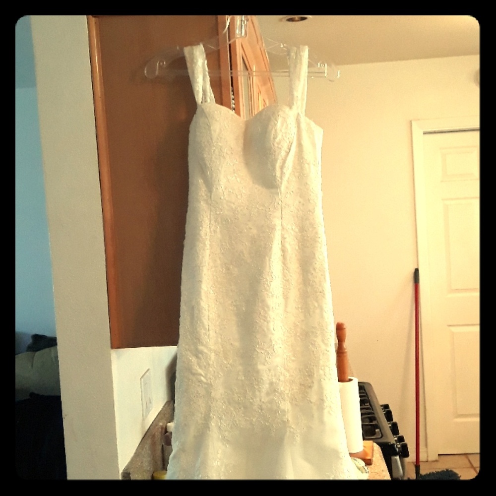 White floral custom wedding dress